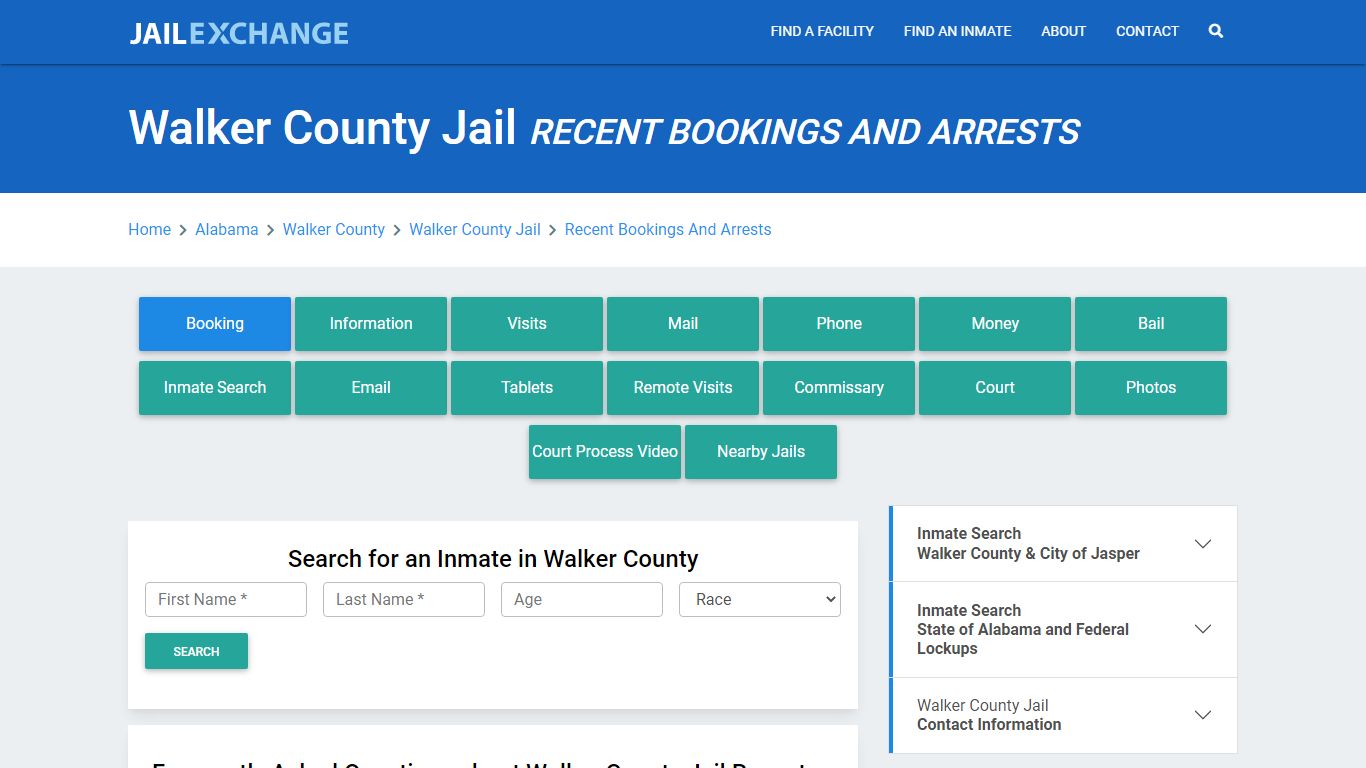 Walker County Jail AL Recent Arrests and Bookings - Jail Exchange